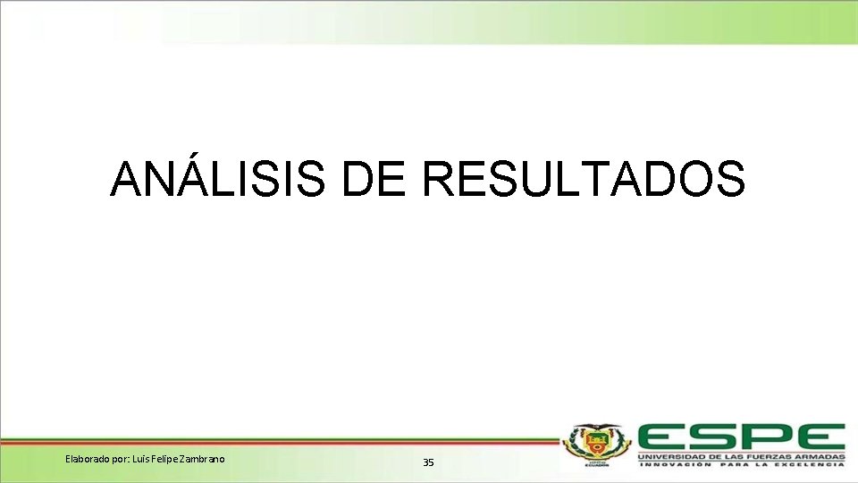 ANÁLISIS DE RESULTADOS Elaborado por: Luis Felipe Zambrano 35 