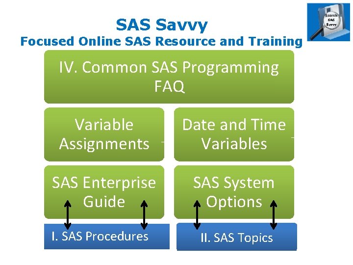 SAS Savvy Focused Online SAS Resource and Training IV. Common SAS Programming FAQ Variable