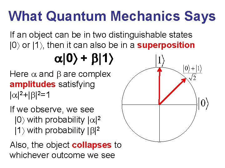 What Quantum Mechanics Says If an object can be in two distinguishable states |0