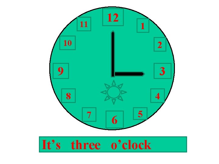 11 12 1 10 2 9 3 8 4 7 6 5 It’s three