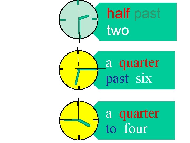 half past two a quarter past six a quarter to four 