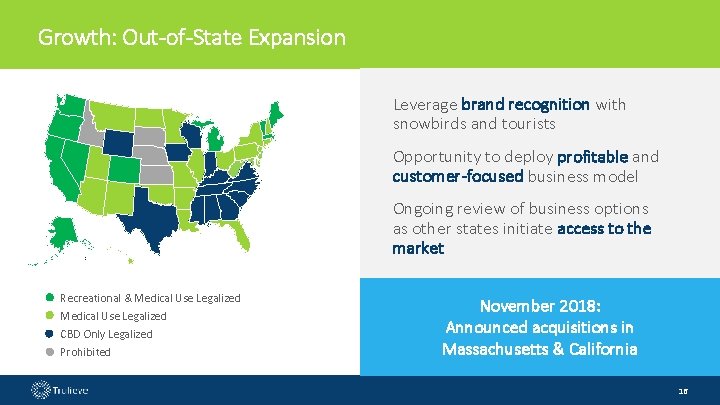 Growth: Out-of-State Expansion Leverage brand recognition with snowbirds and tourists Opportunity to deploy profitable