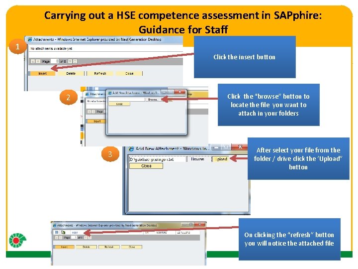 Carrying out a HSE competence assessment in SAPphire: Guidance for Staff 1 Click to