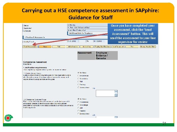 Carrying out a HSE competence assessment in SAPphire: Guidance for Staff Click to edit