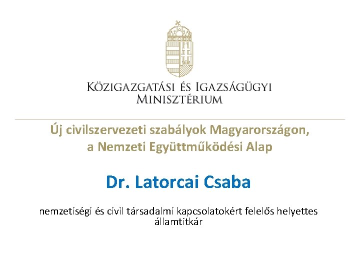 Új civilszervezeti szabályok Magyarországon, a Nemzeti Együttműködési Alap Dr. Latorcai Csaba nemzetiségi és civil