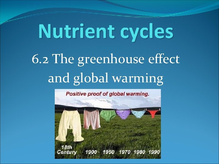 Nutrient cycles 6. 2 The greenhouse effect and global warming 