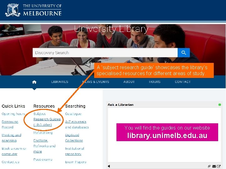 Academic Skills Unit A ‘subject research guide’ showcases the library’s specialised resources for different