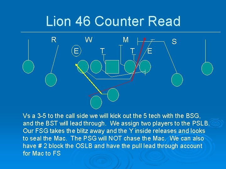 Lion 46 Counter Read R W E M T S T E Vs a