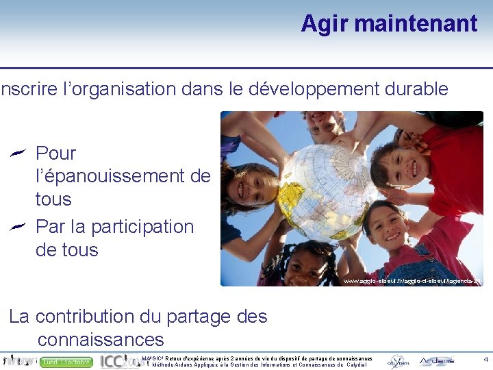 Agir maintenant Inscrire l’organisation dans le développement durable Pour l’épanouissement de tous Par la