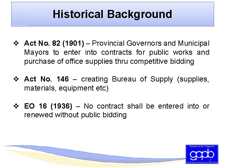 Historical Background v Act No. 82 (1901) – Provincial Governors and Municipal Mayors to