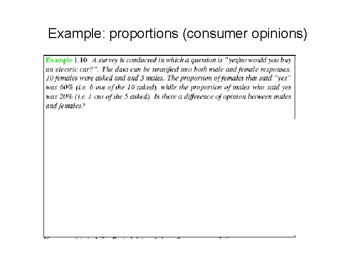 Example: proportions (consumer opinions) 