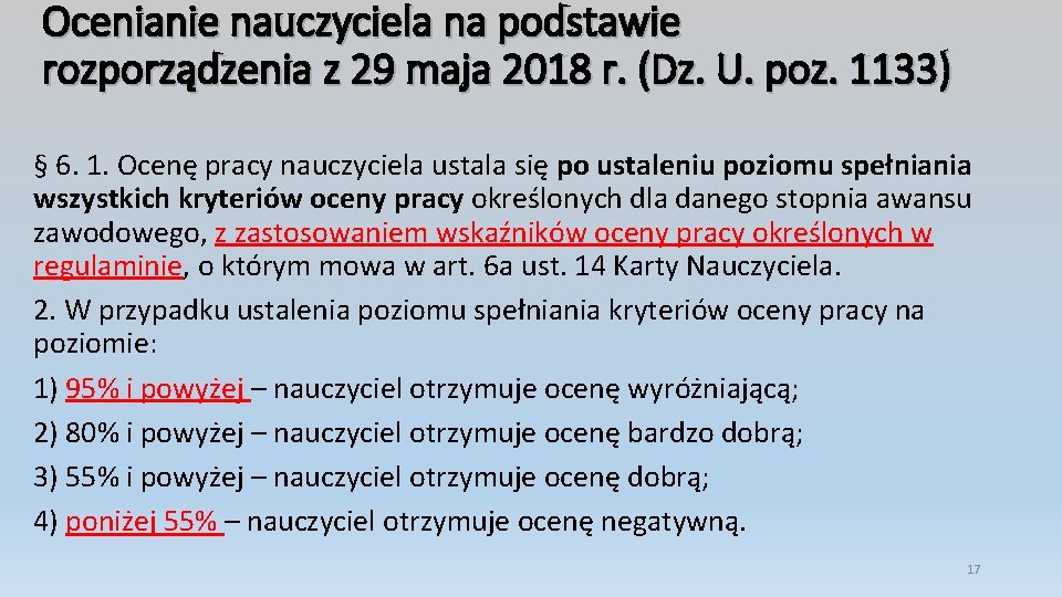 Ocenianie nauczyciela na podstawie rozporządzenia z 29 maja 2018 r. (Dz. U. poz. 1133)