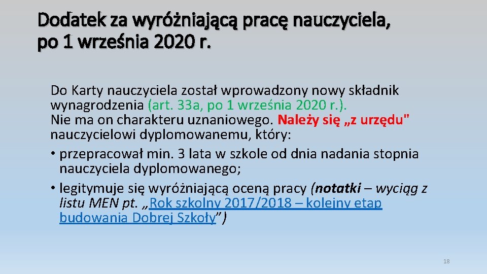 Dodatek za wyróżniającą pracę nauczyciela, po 1 września 2020 r. Do Karty nauczyciela został Dodatek za wyróżniającą pracę nauczyciela, po 1 września 2020 r. Do Karty nauczyciela został