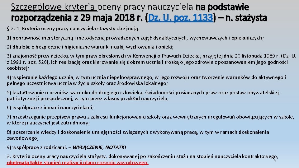 Szczegółowe kryteria oceny pracy nauczyciela na podstawie rozporządzenia z 29 maja 2018 r. (Dz.