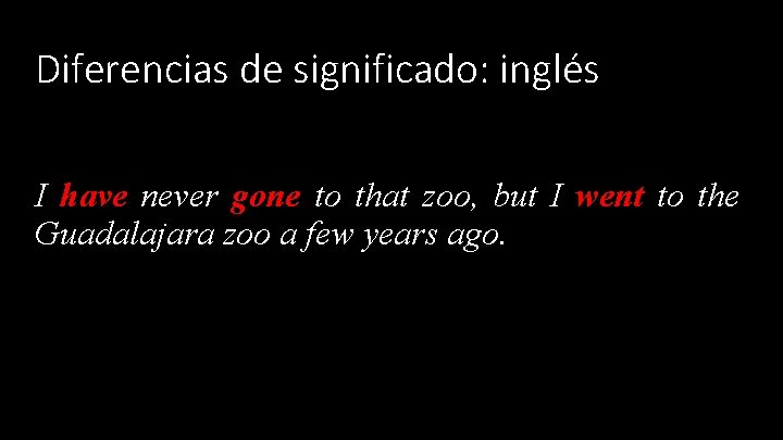 Diferencias de significado: inglés I have never gone to that zoo, but I went Diferencias de significado: inglés I have never gone to that zoo, but I went