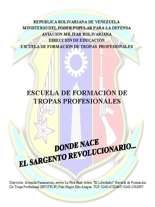 REPUBLICA BOLIVARIANA DE VENEZUELA MINISTERIO DEL PODER POPULAR PARA LA DEFENSA AVIACIÓN MILITAR BOLIVARIANA