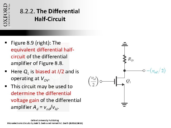 8. 2. 2. The Differential Half-Circuit § Figure 8. 9 (right): The equivalent differential
