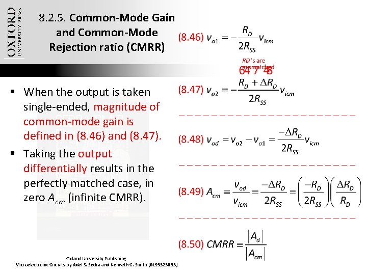 8. 2. 5. Common-Mode Gain and Common-Mode Rejection ratio (CMRR) § When the output