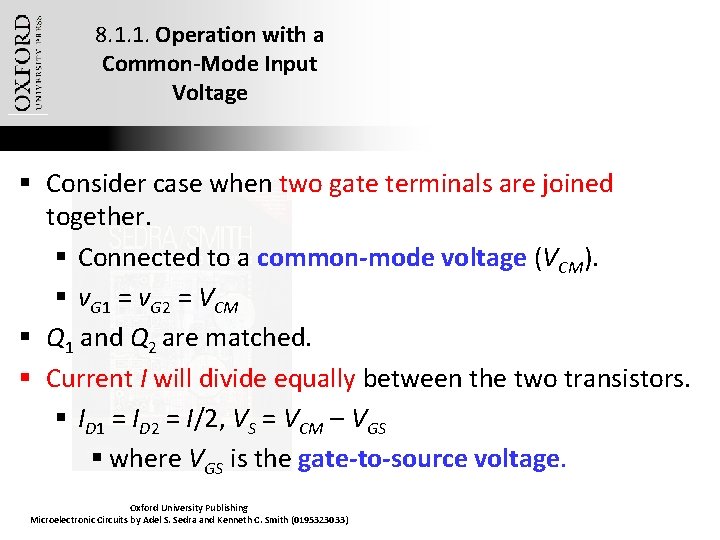 8. 1. 1. Operation with a Common-Mode Input Voltage § Consider case when two