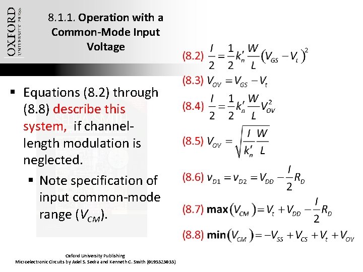 8. 1. 1. Operation with a Common-Mode Input Voltage § Equations (8. 2) through