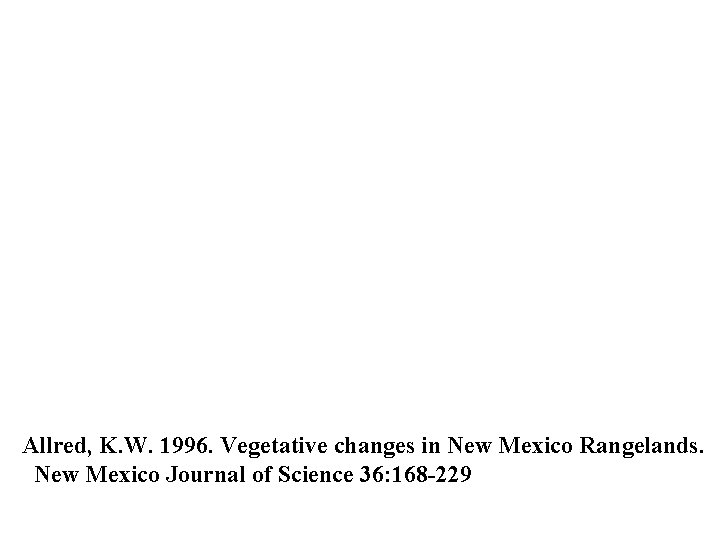 Allred, K. W. 1996. Vegetative changes in New Mexico Rangelands. New Mexico Journal of