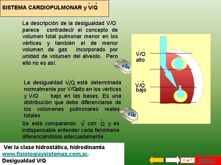 . . SISTEMA CARDIOPULMONAR y V/Q La descripción de la desigualdad V/Q parece contradecir