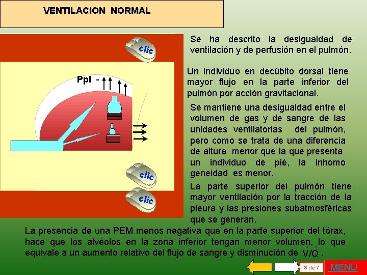 VENTILACION NORMAL clic VASOS DEL PULMON Ppl 1 Se ha descrito la desigualdad de