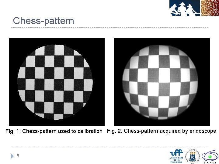 Chess-pattern Fig. 1: Chess-pattern used to calibration Fig. 2: Chess-pattern acquired by endoscope 8