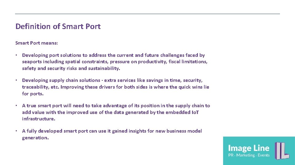 Definition of Smart Port means: • Developing port solutions to address the current and Definition of Smart Port means: • Developing port solutions to address the current and
