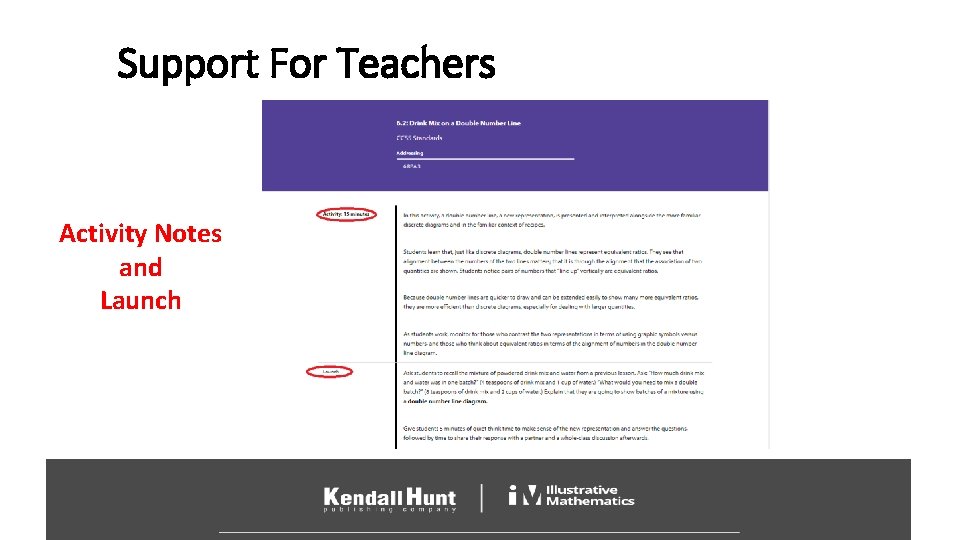 Support For Teachers Activity Notes and Launch 