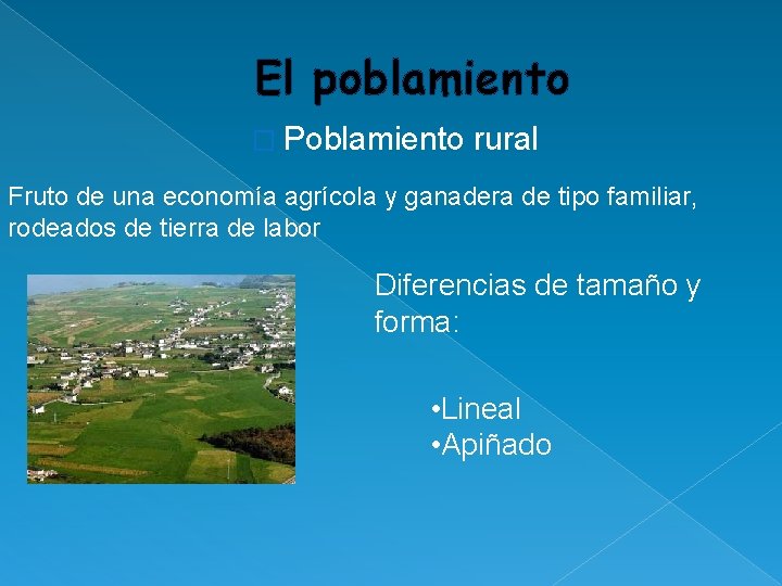 El poblamiento � Poblamiento rural Fruto de una economía agrícola y ganadera de tipo El poblamiento � Poblamiento rural Fruto de una economía agrícola y ganadera de tipo