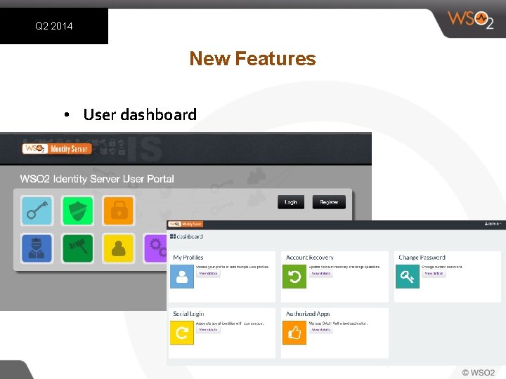 Q 2 2014 New Features • User dashboard 