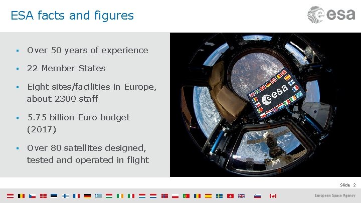 ESA facts and figures § Over 50 years of experience § 22 Member States