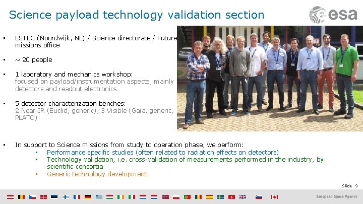 Science payload technology validation section • ESTEC (Noordwijk, NL) / Science directorate / Future