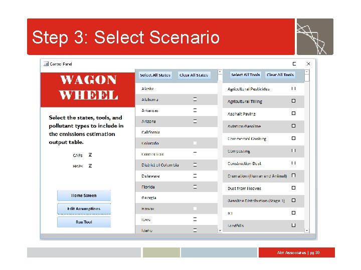 Step 3: Select Scenario Abt Associates | pg 33 