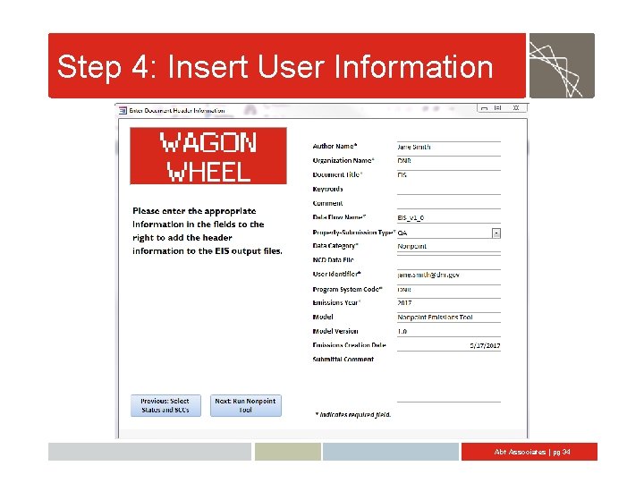 Step 4: Insert User Information Abt Associates | pg 34 