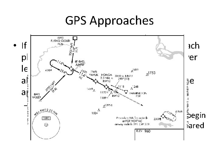GPS Approaches • If you examine the plan view of the approach plate, you