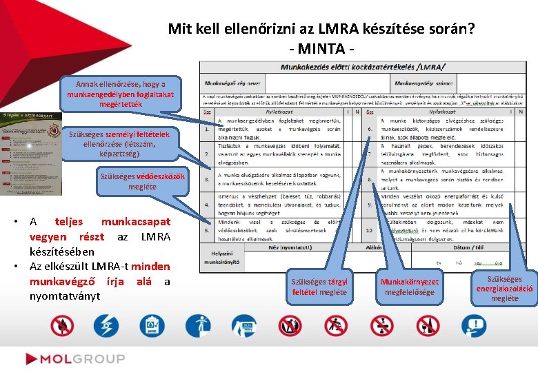 Mit kell ellenőrizni az LMRA készítése során? - MINTA Annak ellenőrzése, hogy a munkaengedélyben
