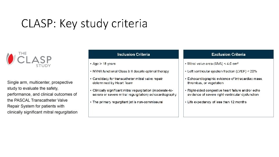 CLASP: Key study criteria 
