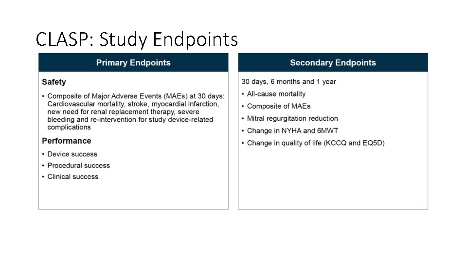 CLASP: Study Endpoints 