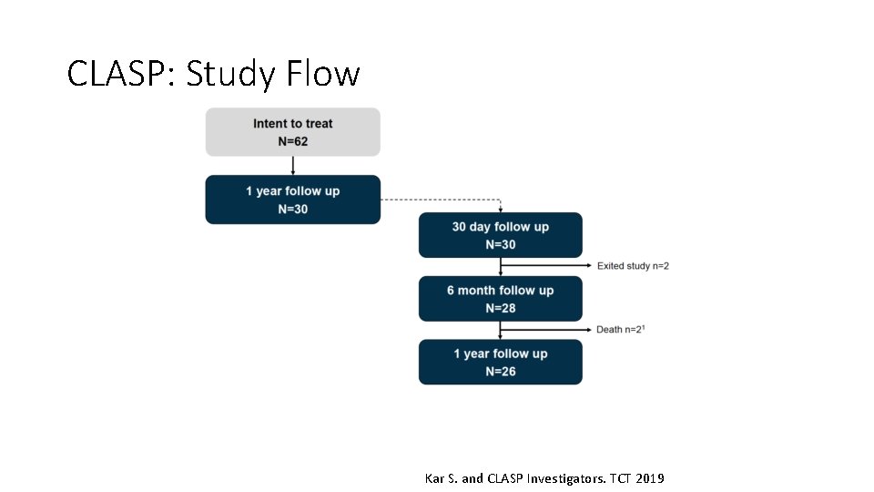 CLASP: Study Flow Kar S. and CLASP Investigators. TCT 2019 