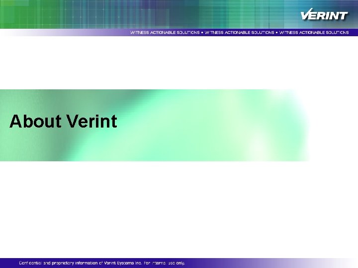 About Verint About Verint
