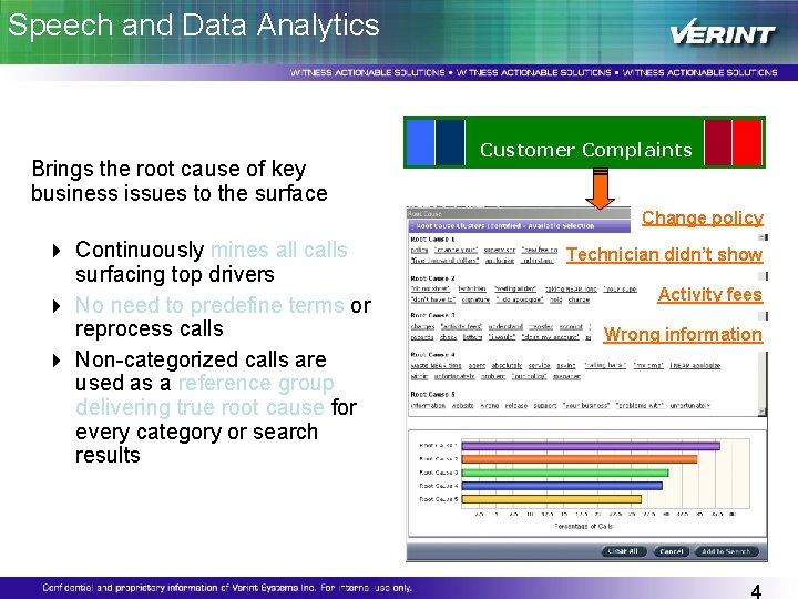Speech and Data Analytics Brings the root cause of key business issues to the Speech and Data Analytics Brings the root cause of key business issues to the
