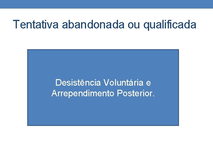 Tentativa abandonada ou qualificada Desistência Voluntária e Arrependimento Posterior. 