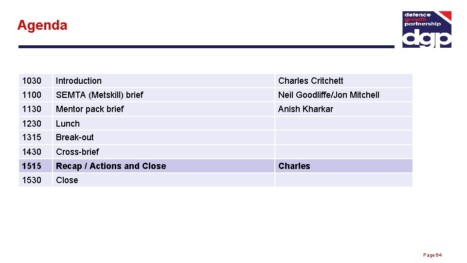 Agenda 1030 Introduction Charles Critchett 1100 SEMTA (Metskill) brief Neil Goodliffe/Jon Mitchell 1130 Mentor