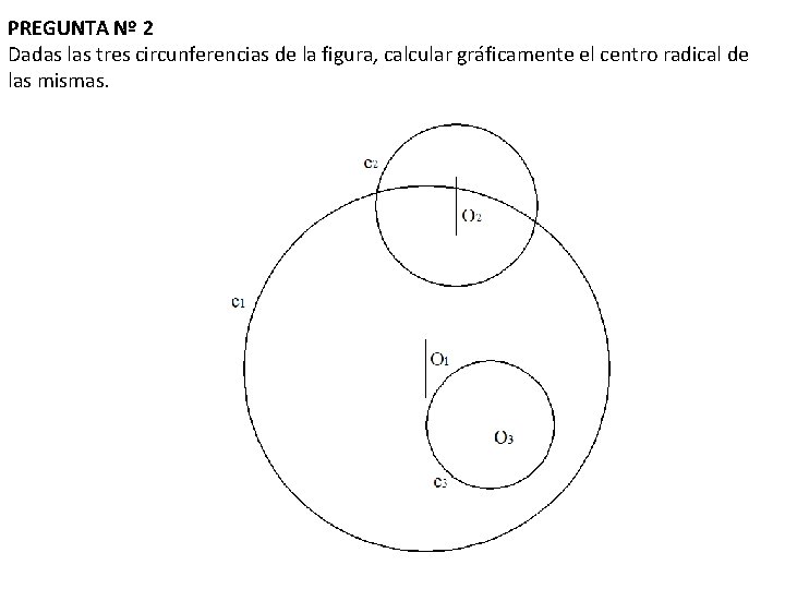 PREGUNTA Nº 2 Dadas las tres circunferencias de la figura, calcular gráficamente el centro