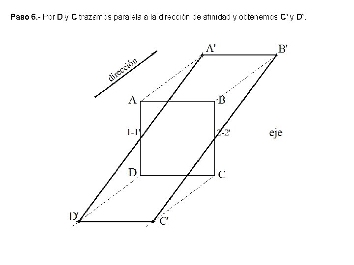 Paso 6. - Por D y C trazamos paralela a la dirección de afinidad