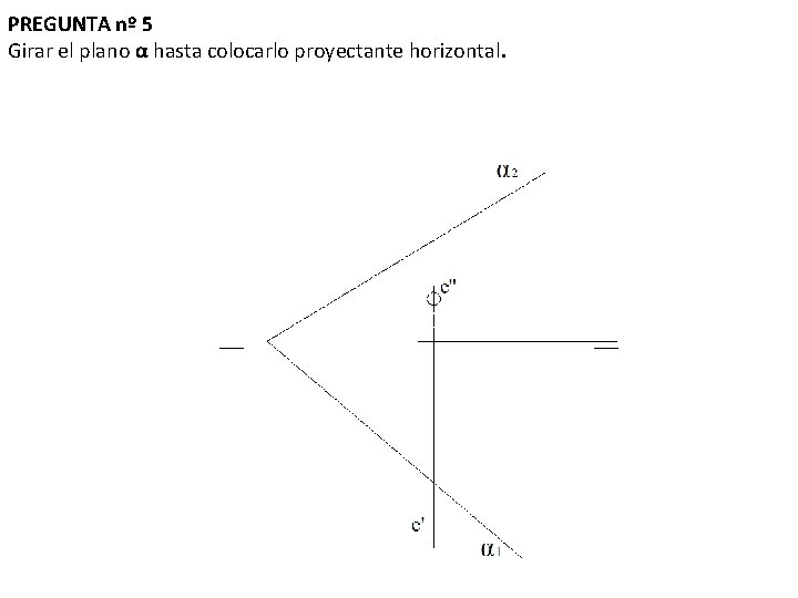 PREGUNTA nº 5 Girar el plano α hasta colocarlo proyectante horizontal. 