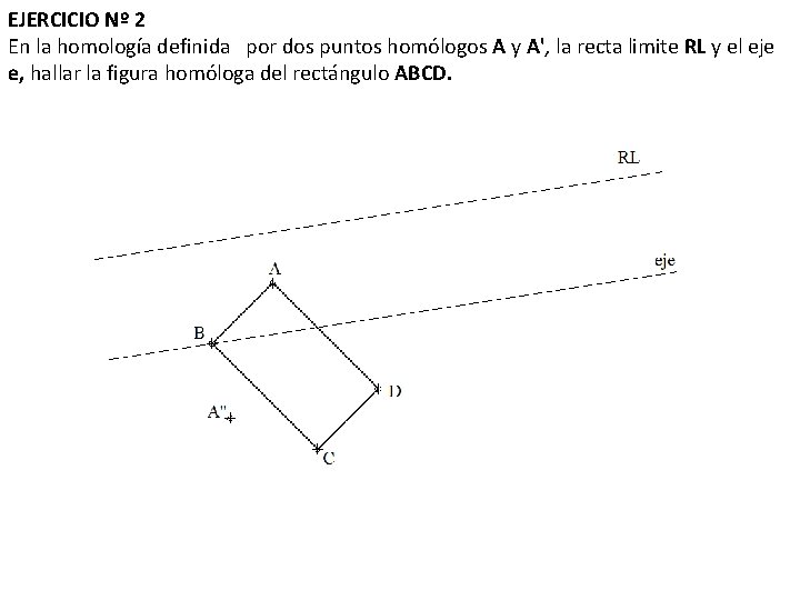 EJERCICIO Nº 2 En la homología definida por dos puntos homólogos A y A',
