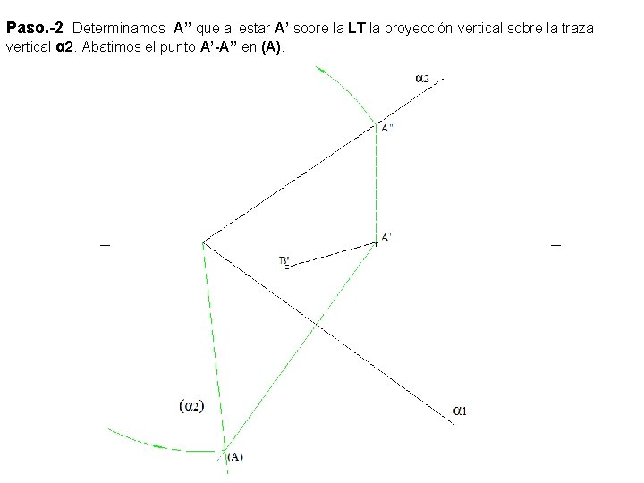 Paso. -2 Determinamos A’’ que al estar A’ sobre la LT la proyección vertical